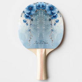 Blaue Blumen und Perlen Tischtennisschläger Tischtennis Schläger
