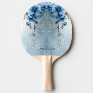 Blaue Blumen und Perlen Tischtennisschläger Tischtennis Schläger