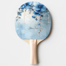 Blaue Blumen und Perlen Tischtennisschläger Tischtennis Schläger