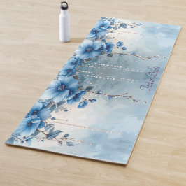 Blaue Blumen und Perlen Yoga Mat Yogamatte