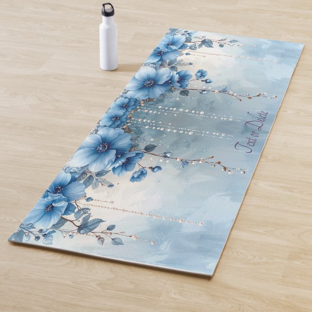 Blaue Blumen und Perlen Yoga Mat Yogamatte (Beispiel)