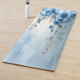 Blaue Blumen und Perlen Yoga Mat Yogamatte