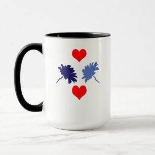Blaue Blumen und rote Herz-Tasse Tasse