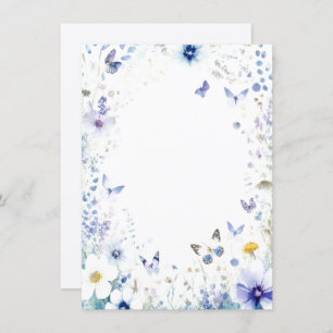 Blaue Blumen und Schmetterlinge Blanche Blanche Ho Einladung