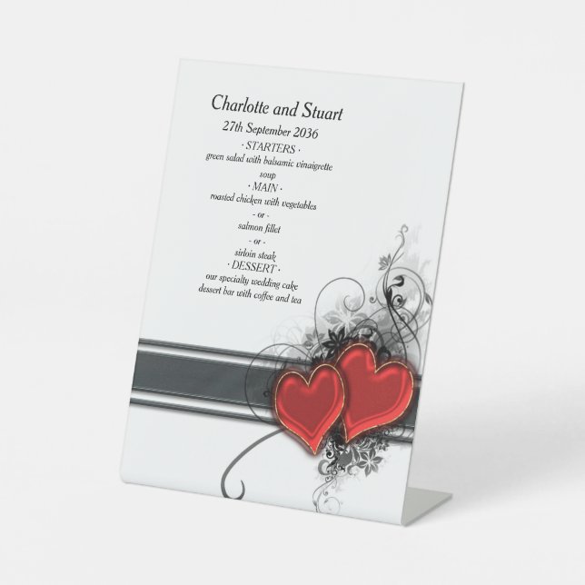 Blaue Blumen und Schmetterlinge Menü Sockelschild (Vorderseite)