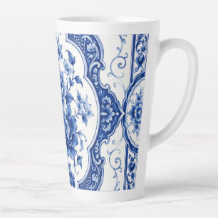Blaue Blumen-Vintage-Lattemug Milchtasse