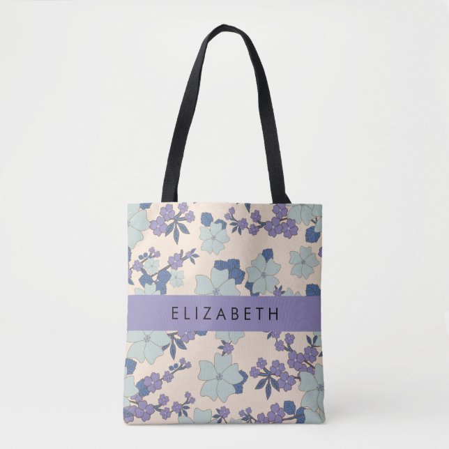 Blaue Blumen, violette Blumen, Blumen, Ihr Name (Vorderseite)