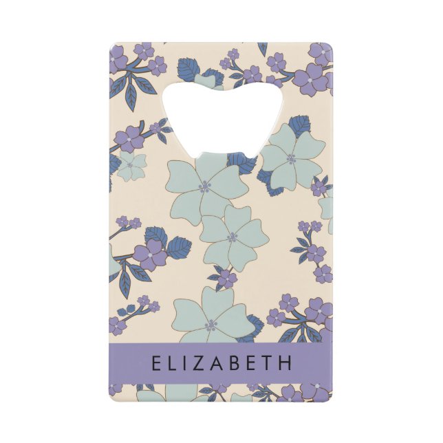 Blaue Blumen, violette Blumen, Blumen, Ihr Name Geldbeutel Flaschenöffner (Vorderseite)