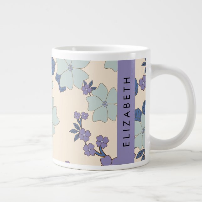 Blaue Blumen, violette Blumen, Blumen, Ihr Name Jumbo-Tasse (Rechts)