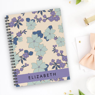 Blaue Blumen, violette Blumen, Blumen, Ihr Name Notizbuch