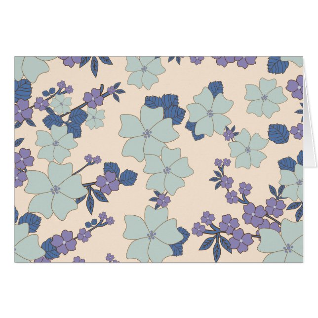 Blaue Blumen, violette Blumen, Blumenmuster (Vorderseite (Horizontal))