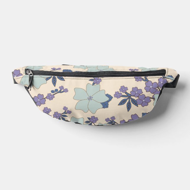 Blaue Blumen, violette Blumen, Blumenmuster Bauchtasche (Ablage )
