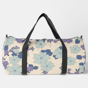Blaue Blumen, violette Blumen, Blumenmuster Duffle Bag