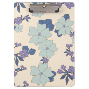 Blaue Blumen, violette Blumen, Blumenmuster Klemmbrett