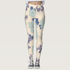 Blaue Blumen, violette Blumen, Blumenmuster Leggings