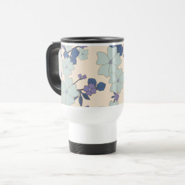 Blaue Blumen, violette Blumen, Blumenmuster Reisebecher