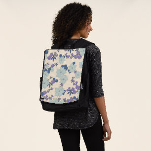 Blaue Blumen, violette Blumen, Blumenmuster Rucksack