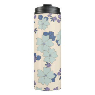Blaue Blumen, violette Blumen, Blumenmuster Thermosbecher