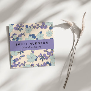 Blaue Blumen, violette Blumen, Florist, Blume Shop Quadratische Visitenkarte