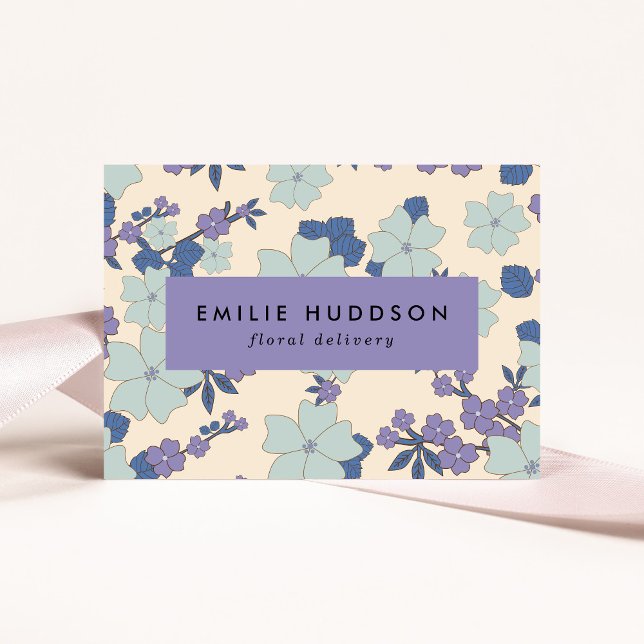 Blaue Blumen, violette Blumen, Florist, Blume Shop Visitenkarte (Von Creator hochgeladen)