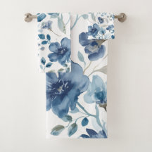 Blaue Blumen Wasserfarbe Botanisch Floral