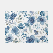 Blaue Blumen Wasserfarbe Botanisch Floral