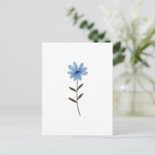 Blaue Blumen-Wasserfarbe Elegante Florale Kunstill Postkarte