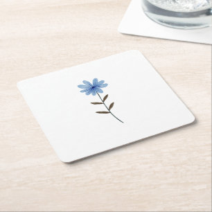 Blaue Blumen-Wasserfarbe Elegante Florale Kunstill Rechteckiger Pappuntersetzer