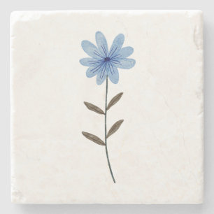 Blaue Blumen-Wasserfarbe Elegante Florale Kunstill Steinuntersetzer