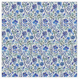 Blaue Blumen Wasserfarben Art Muster Stoff