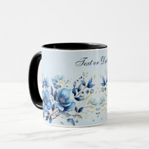 Blaue Blumen-Wasserfarben-Kaffeetasse Tasse