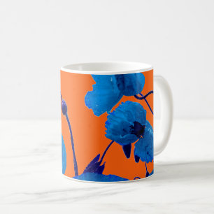 Blaue Blumen-Wasserfarben-Mohnblumen-Sommer-Sonnen Kaffeetasse