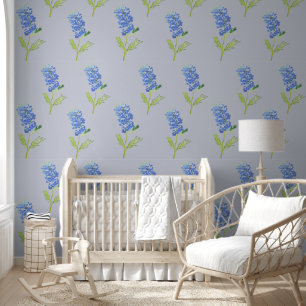 Blaue Blumen-Wasserfarbenmuster Blaue Rittersporn Tapete