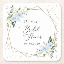 Blaue Blumen, weiße Blume, Boho, Brautparty Rechteckiger Pappuntersetzer