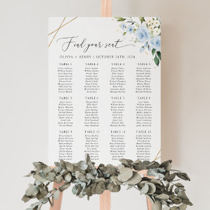 Blaue Blumen, Weiße Blumen, Boho, Sitzordnung Poster