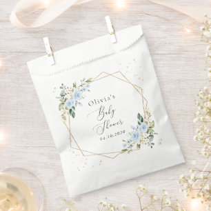 Blaue Blumen, Weiße Blumen, Grün, Babyparty Geschenktütchen