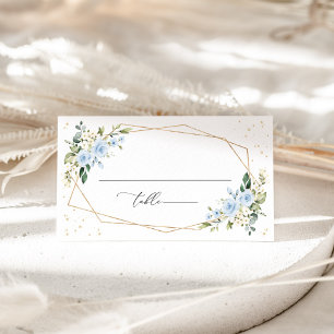 Blaue Blumen, Weiße Blumen, Grün, Hochzeit Platzkarte