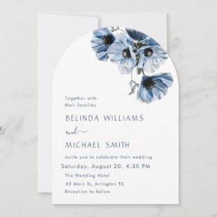 Blaue Blumen Weiße Hochzeitseinladung Einladung