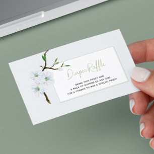 Blaue Blumen-Windel-Raffel-Ticket Junge Baby-Party Begleitkarte