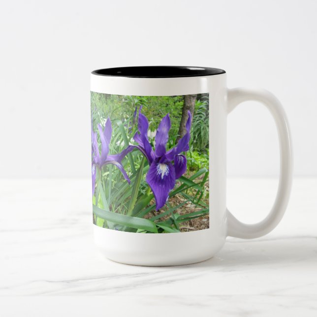 Blaue Blumen Zweifarbige Tasse (Rechts)