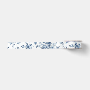 Blaue Blumen-Zweig-Toile-Wiederholung Garden Party Satinband