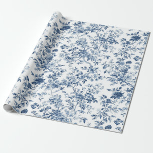 Blaue Blumen-Zweig-Toile-Wiederholung Gartenparty- Geschenkpapier