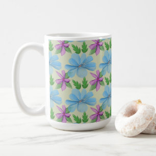 Blaue Blumenaesthetic Wasserfarben-Blume Kaffeetasse