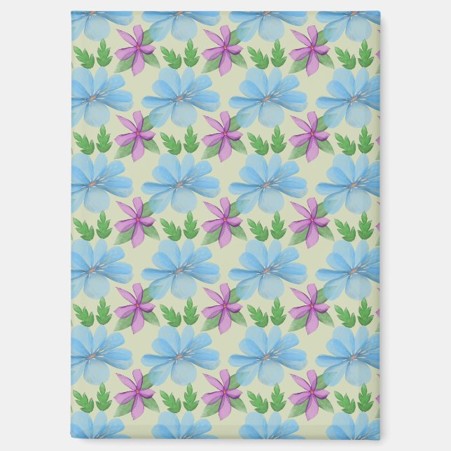 Blaue Blumenaesthetic | Wasserfarben-Blume Magnet (Vorderseite)