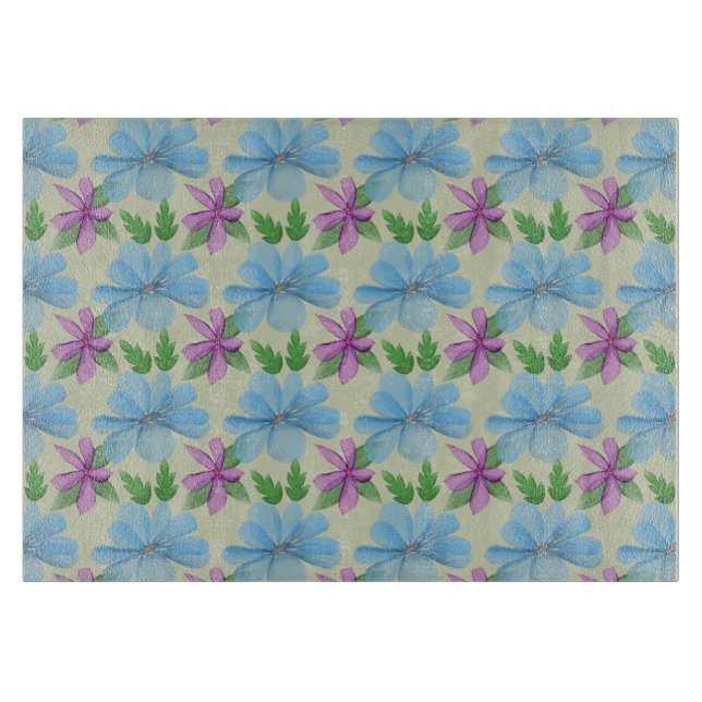 Blaue Blumenaesthetic | Wasserfarben-Blume Schneidebrett (Vorderseite)