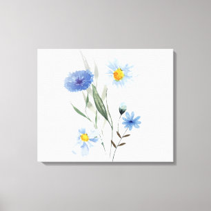 Blaue Blumenaquarellkunst Elegante Wildblumen-Ho Leinwanddruck