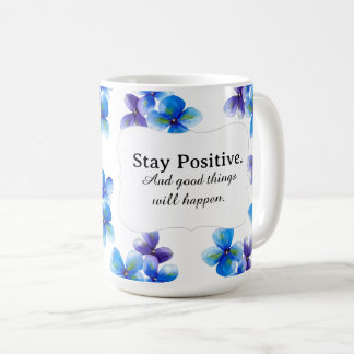 Blaue Blumencafetasse positive Aussage Kaffeetasse