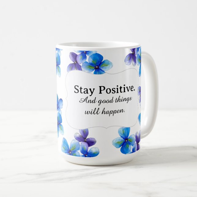 Blaue Blumencafetasse positive Aussage  Kaffeetasse (VorderseiteRechts)