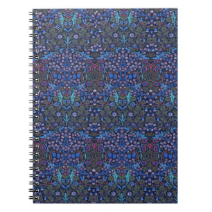 Blaue Blumendamast-William Morris-Kunst Nouveau Notizblock