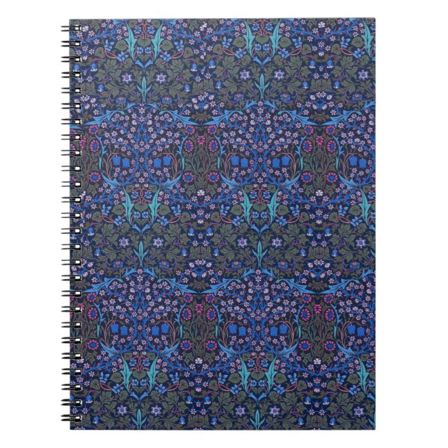 Blaue Blumendamast-William Morris-Kunst Nouveau Notizblock (Vorderseite)